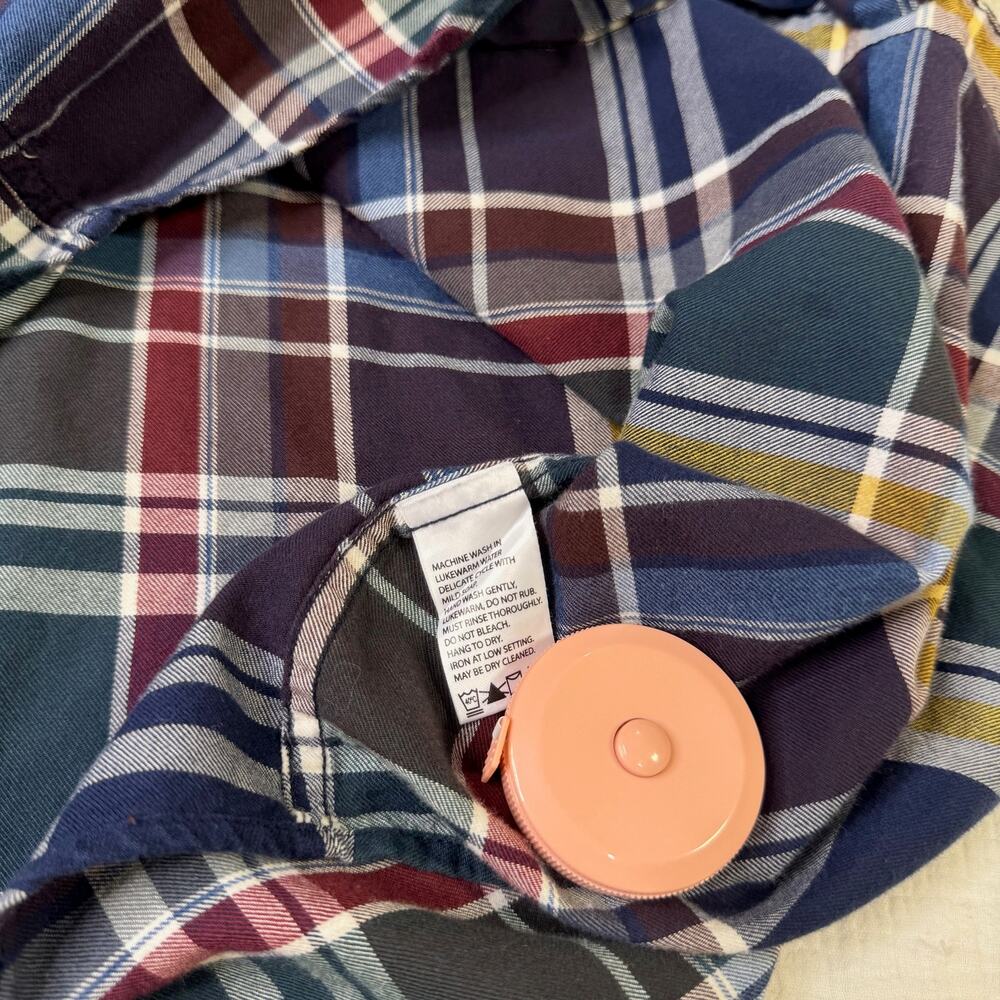 Viyella Plaid Button Down Shirt Blue Burgundy Men’s XL Cotton Wool Casual Preppy - Picture 13 of 14